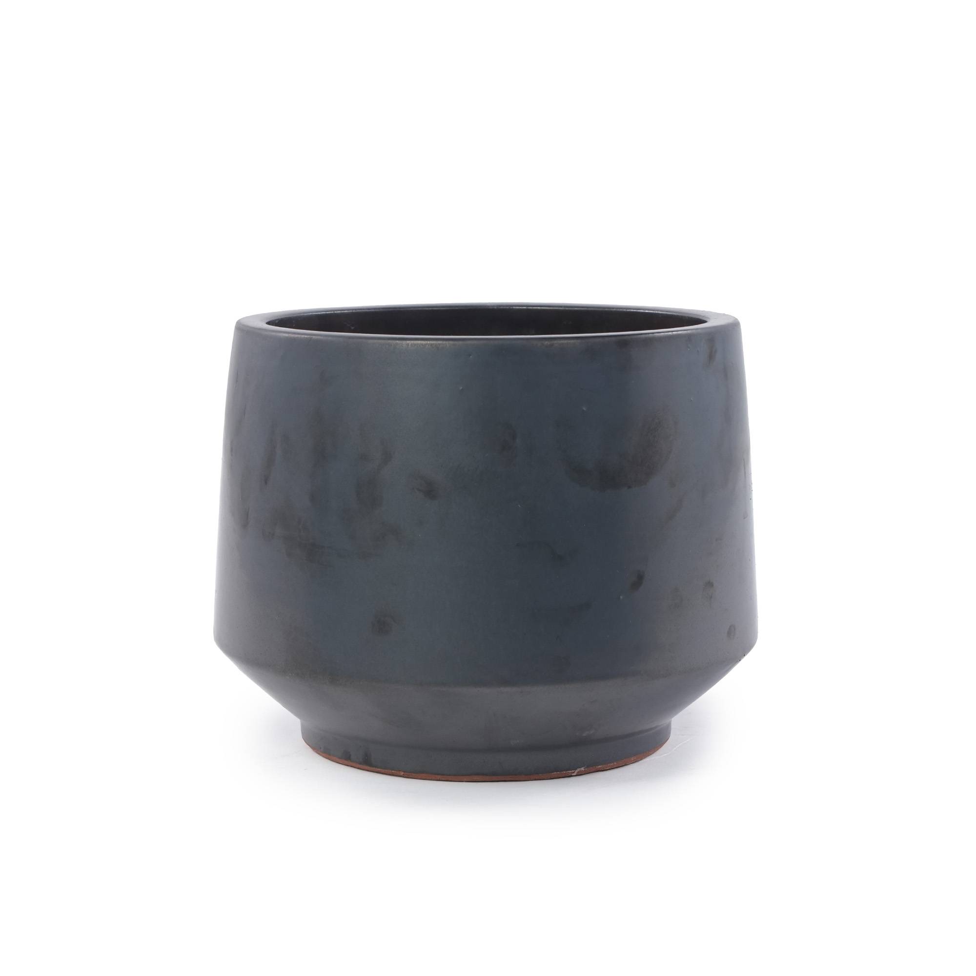 ComfortXL - Pot de fleurs en céramique artisanale intérieur extérieur drainage Ø 34,4 cm noir mat - ComfortXL Outdoor Living - Image 4