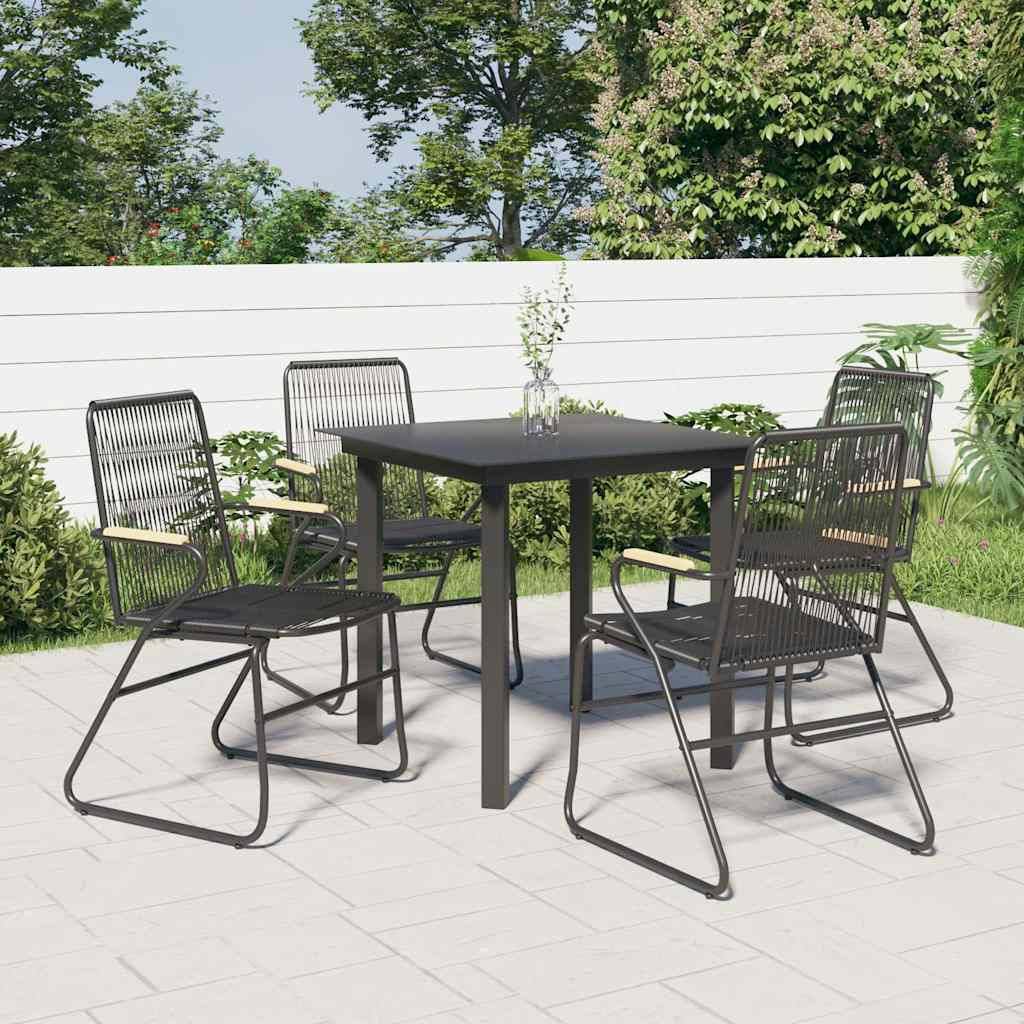 Vidaxl - Ensemble à manger de jardin 5 pcs-Salons de jardin Noir Rotin PVC 826039 - Image 1