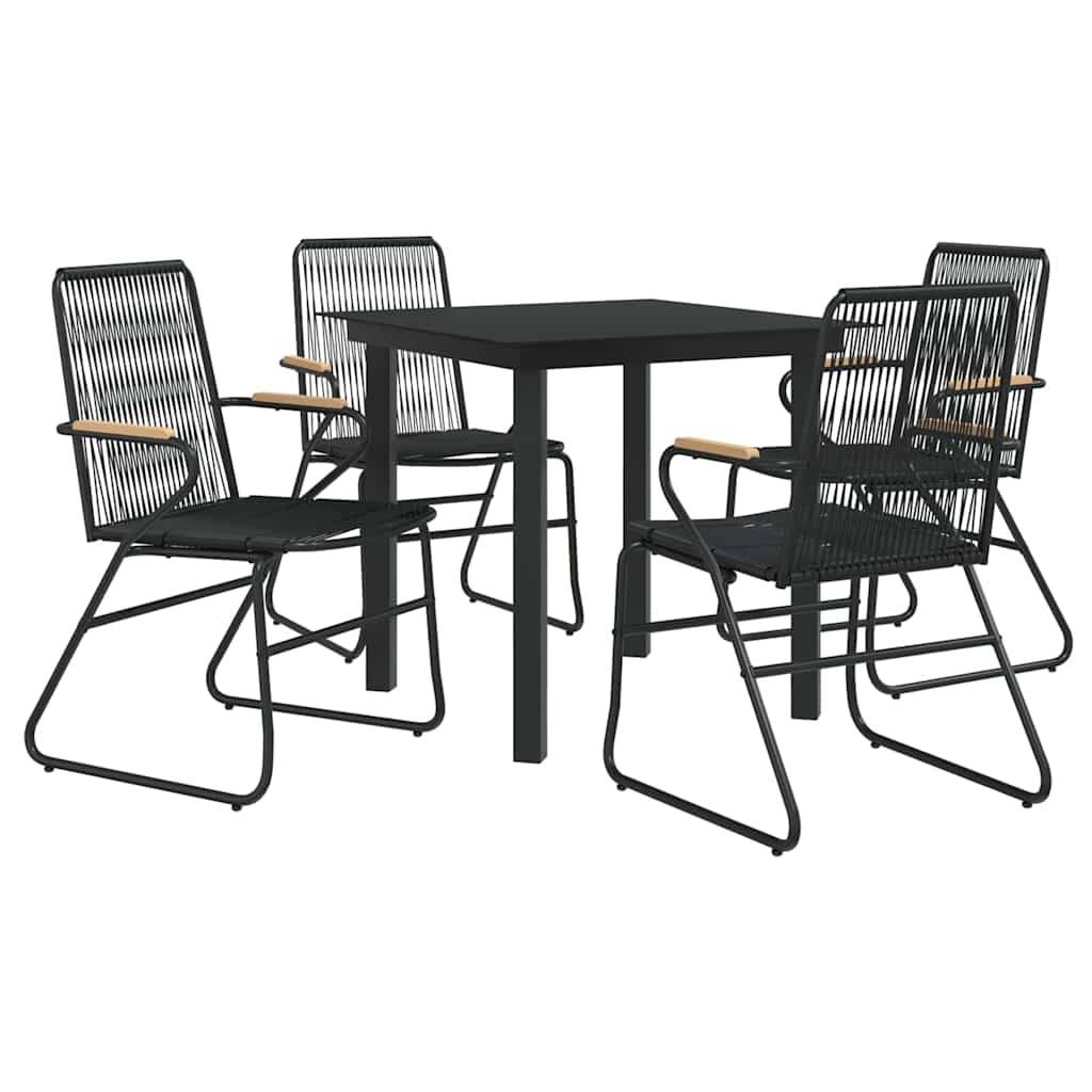 Vidaxl - Ensemble à manger de jardin 5 pcs-Salons de jardin Noir Rotin PVC 826039 - Image 3