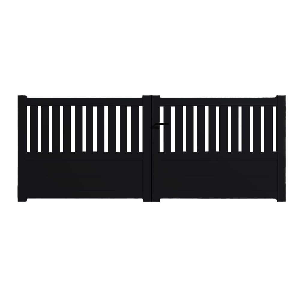 Portail Packit - Portail alu battant semi-ajouré en kit dim. L.3000 (entre piliers) X H.1300 mm  Noir (RAL 9005)