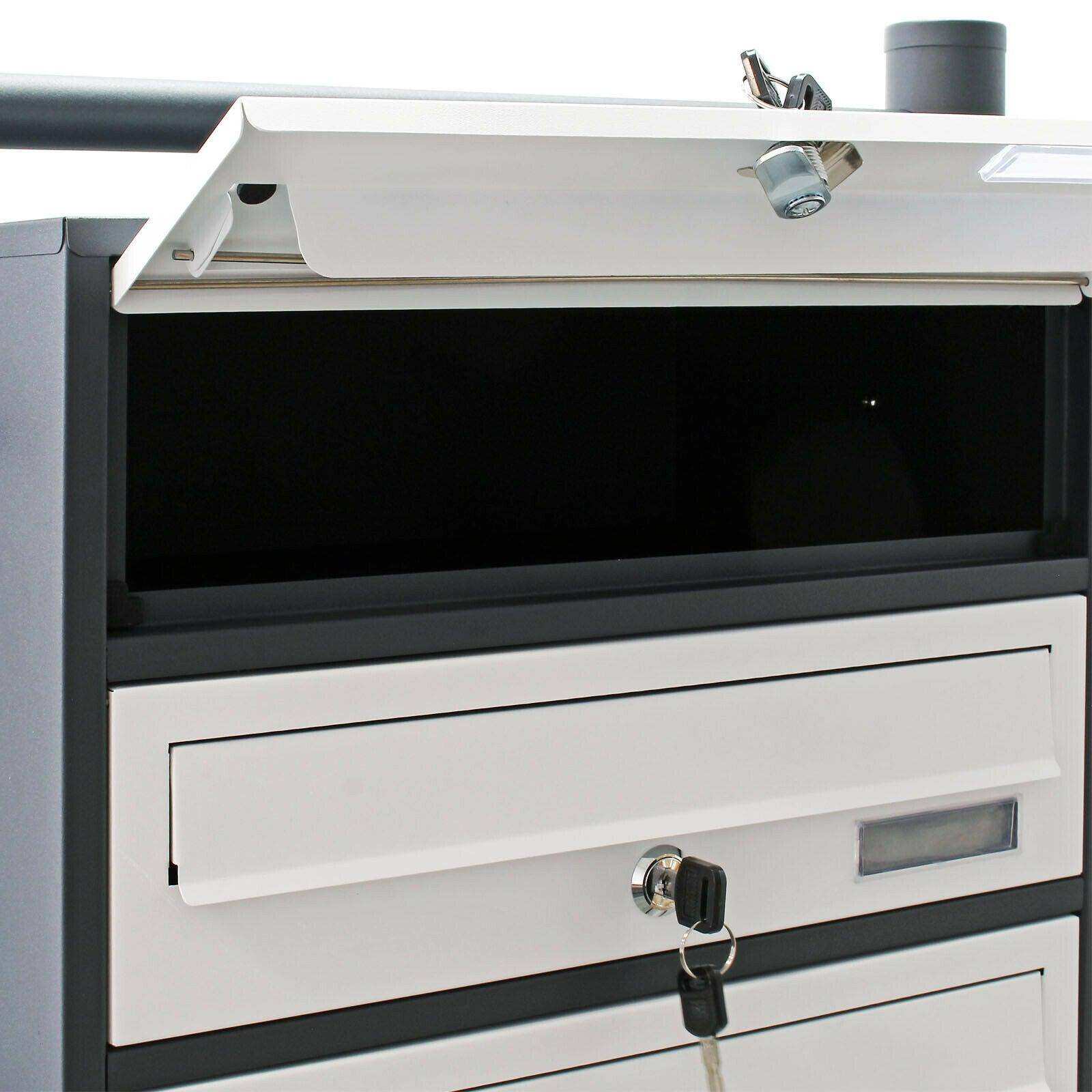 Helloshop26 - Bloc 6 boites aux lettres pied support 6 compartiment superposé anthracite et blanc - Imagen 2