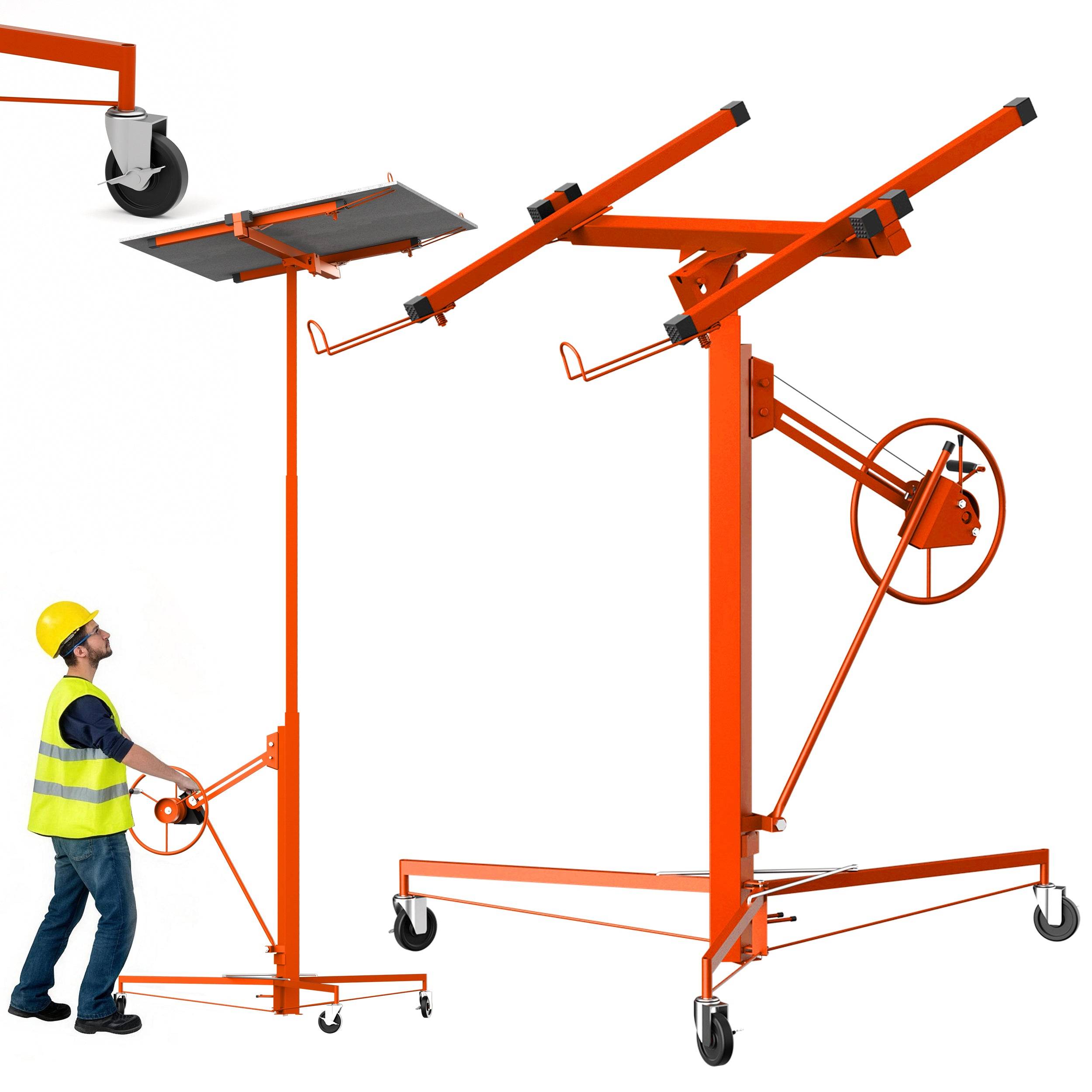Élévateur de plaques de plâtre XXL, orange - Capacité de charge 68 kg, hauteur réglable de 140 à 325 cm - Aide à la pose de plaques de plâtre - Image 1