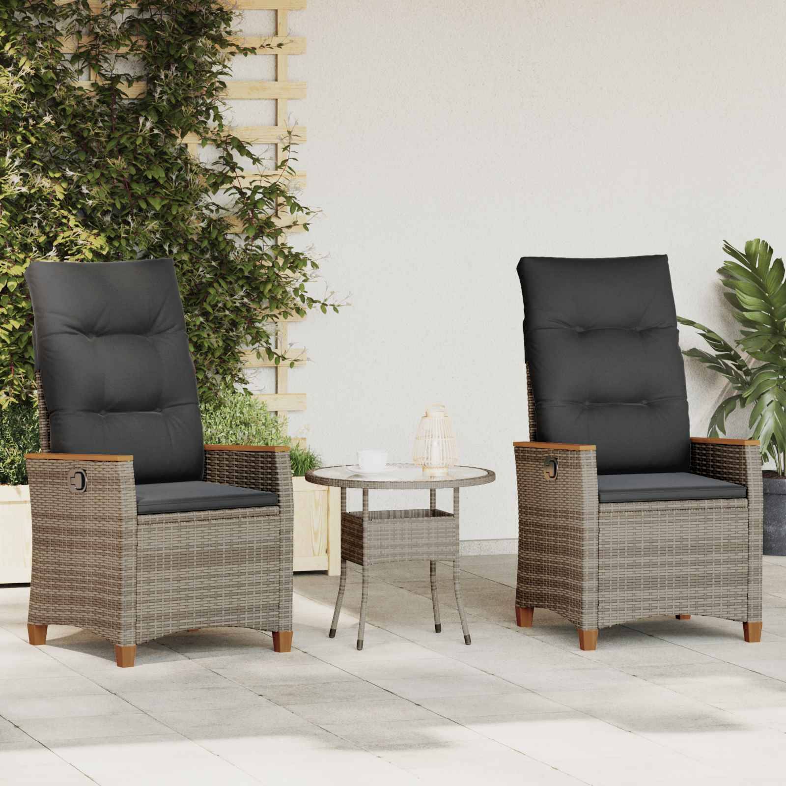 PANGIVO - Chaise de jardin inclinable Gris et Gris foncé 64 x 57,5 x 112 cm - PANGIVO - Image 1