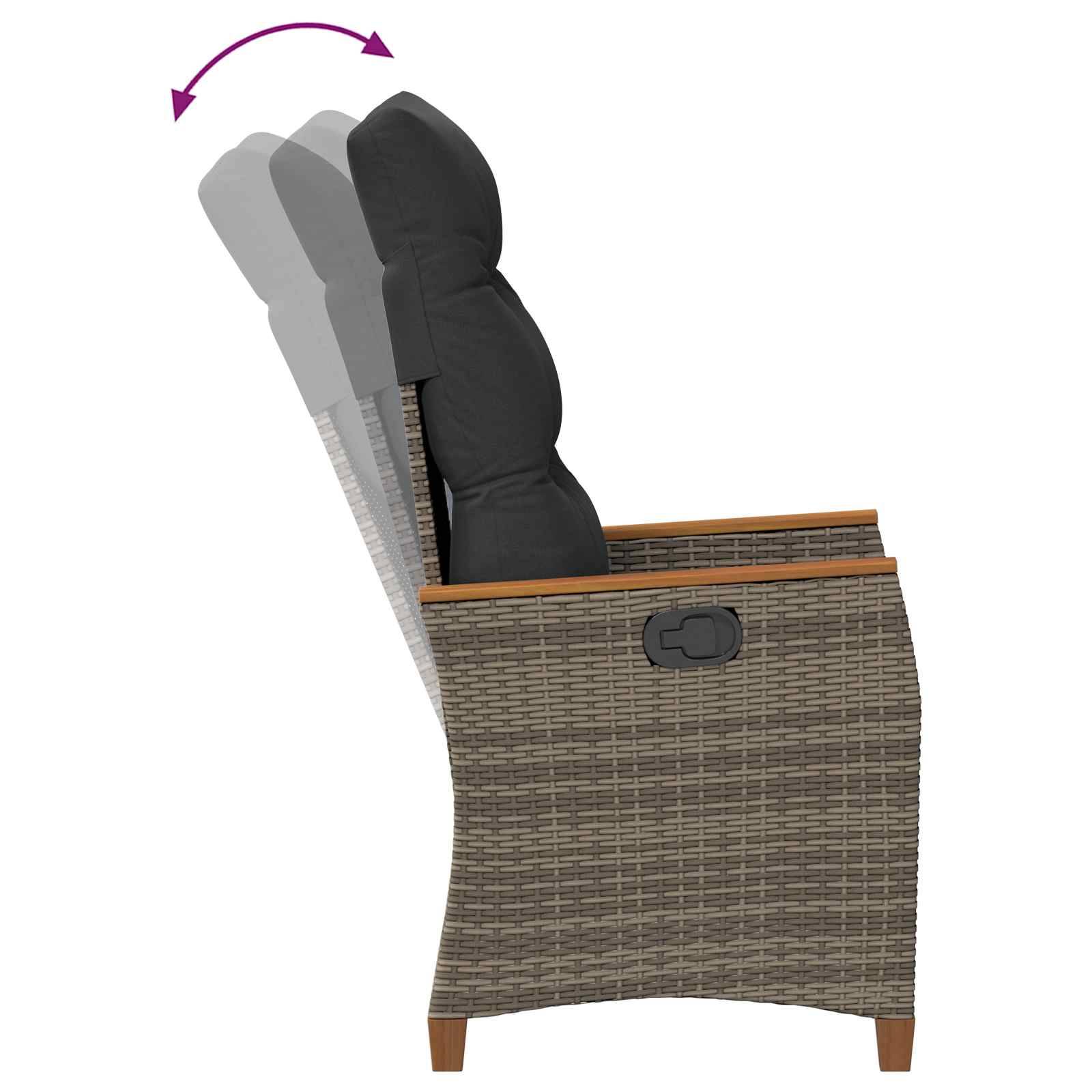 PANGIVO - Chaise de jardin inclinable Gris et Gris foncé 64 x 57,5 x 112 cm - PANGIVO - Image 9