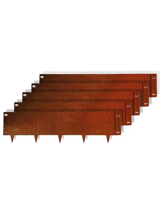 5pcs Bordure de Jardin Métal Acier Corten Brut 100x26,5cm épaisseur 1,5mm - madecoupesurmesure