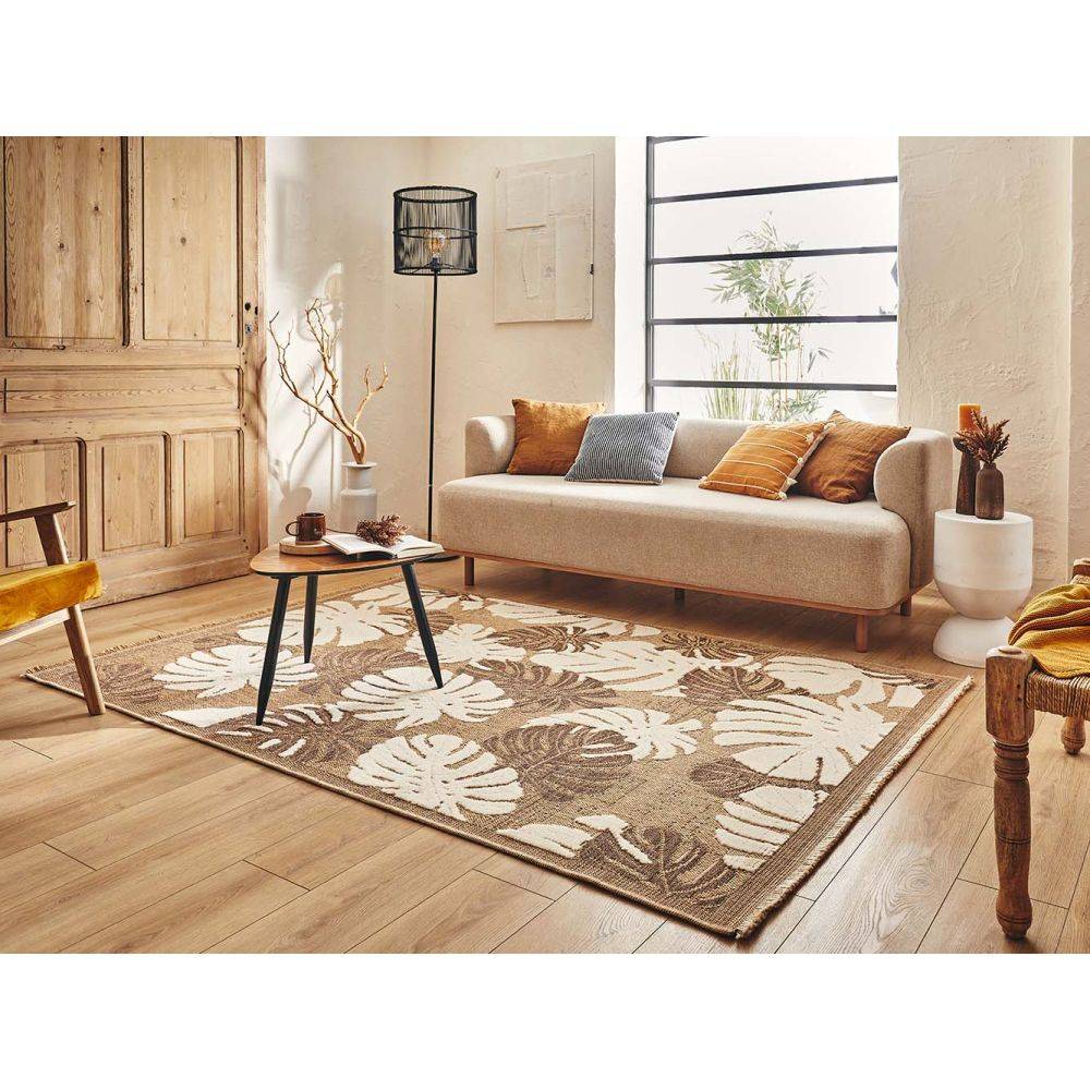 Jardindeco - Tapis intérieur extérieur aspect jute marron Tijuana 9062 170 x 120 cm - Imagen 2