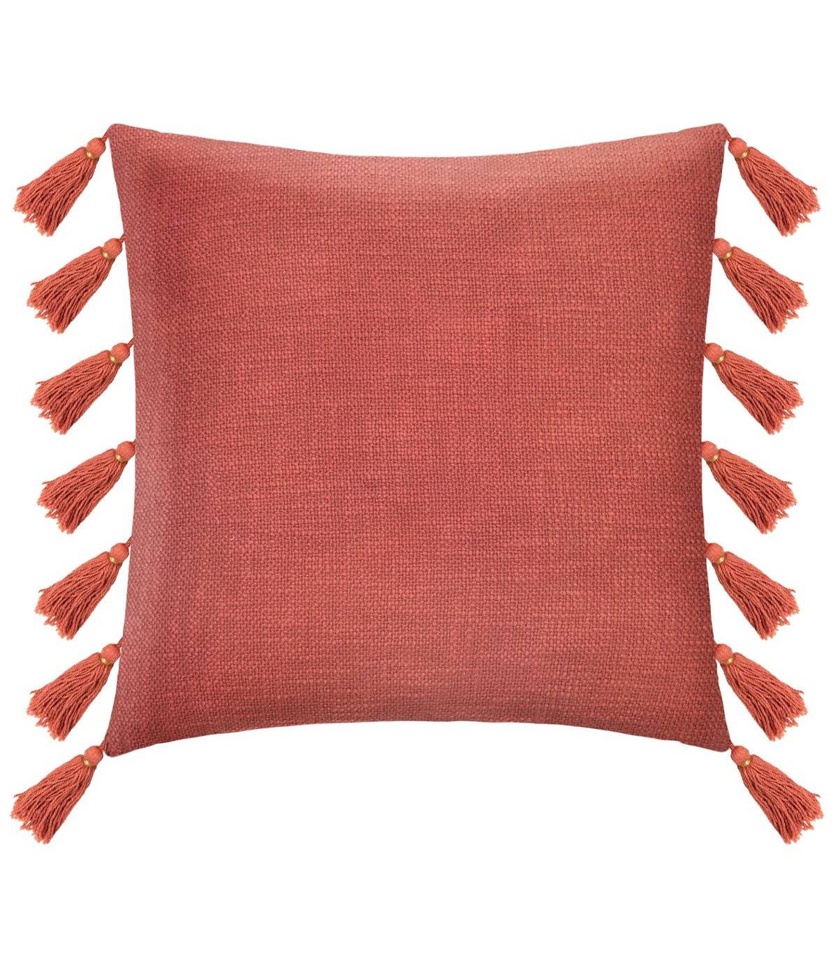 Coussin déhoussable Rose terracotta avec Pompons 50 x 50 cm - Imagen 1