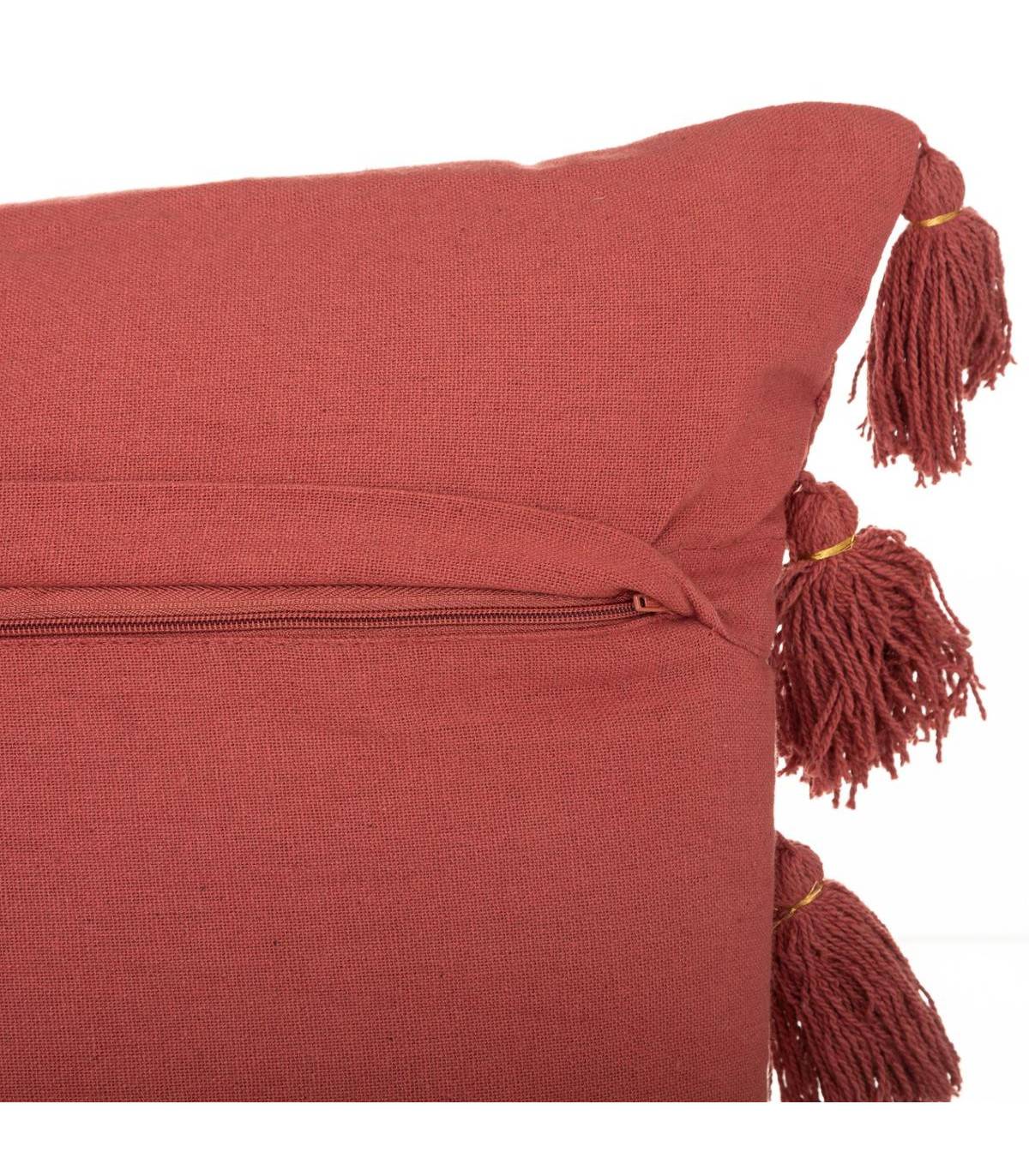 Coussin déhoussable Rose terracotta avec Pompons 50 x 50 cm - Imagen 3
