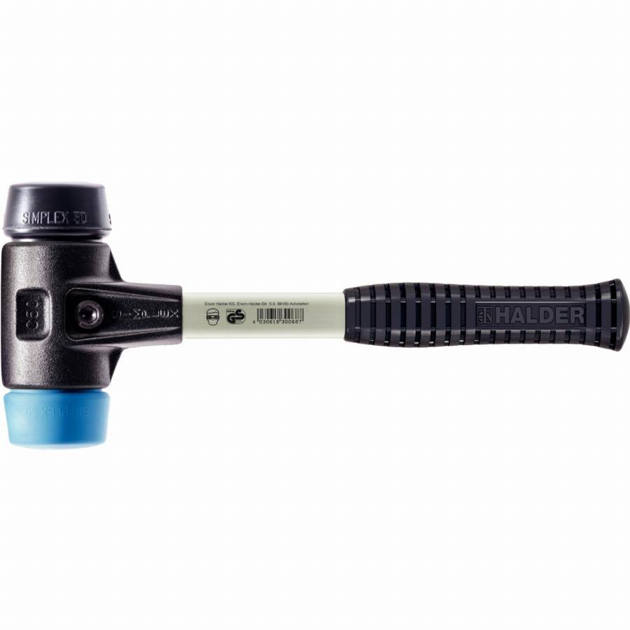 Maillet HALDER SIMPLEX TPE souple / métal doux avec boîtier en fonte malléable renforcée et manche en fibre de verre - D=40 mm - 3712.040