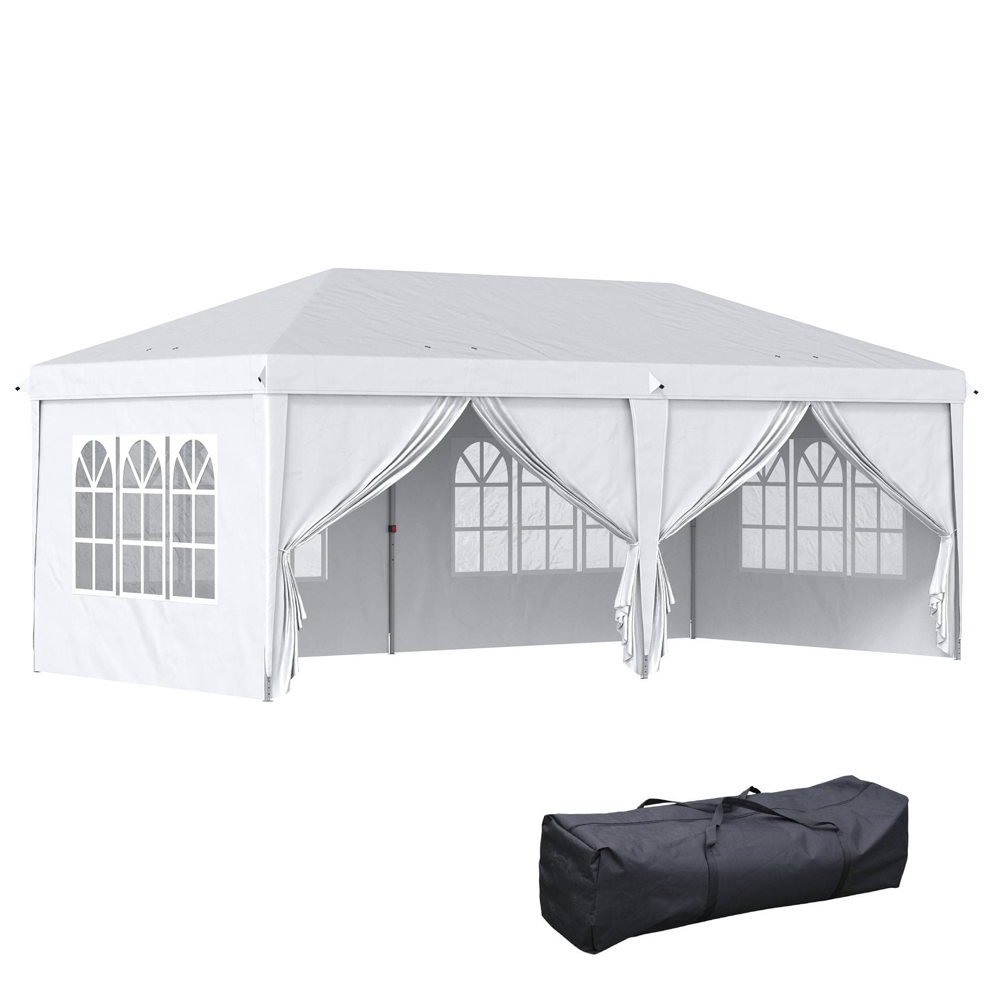 Outsunny - Tonnelle barnum pliante pop-up imperméabilisé 6x3x2.7m 4 parois latérales amovibles 4 fenêtres avec sac de transport blanc - OUTSUNNY - Image 1