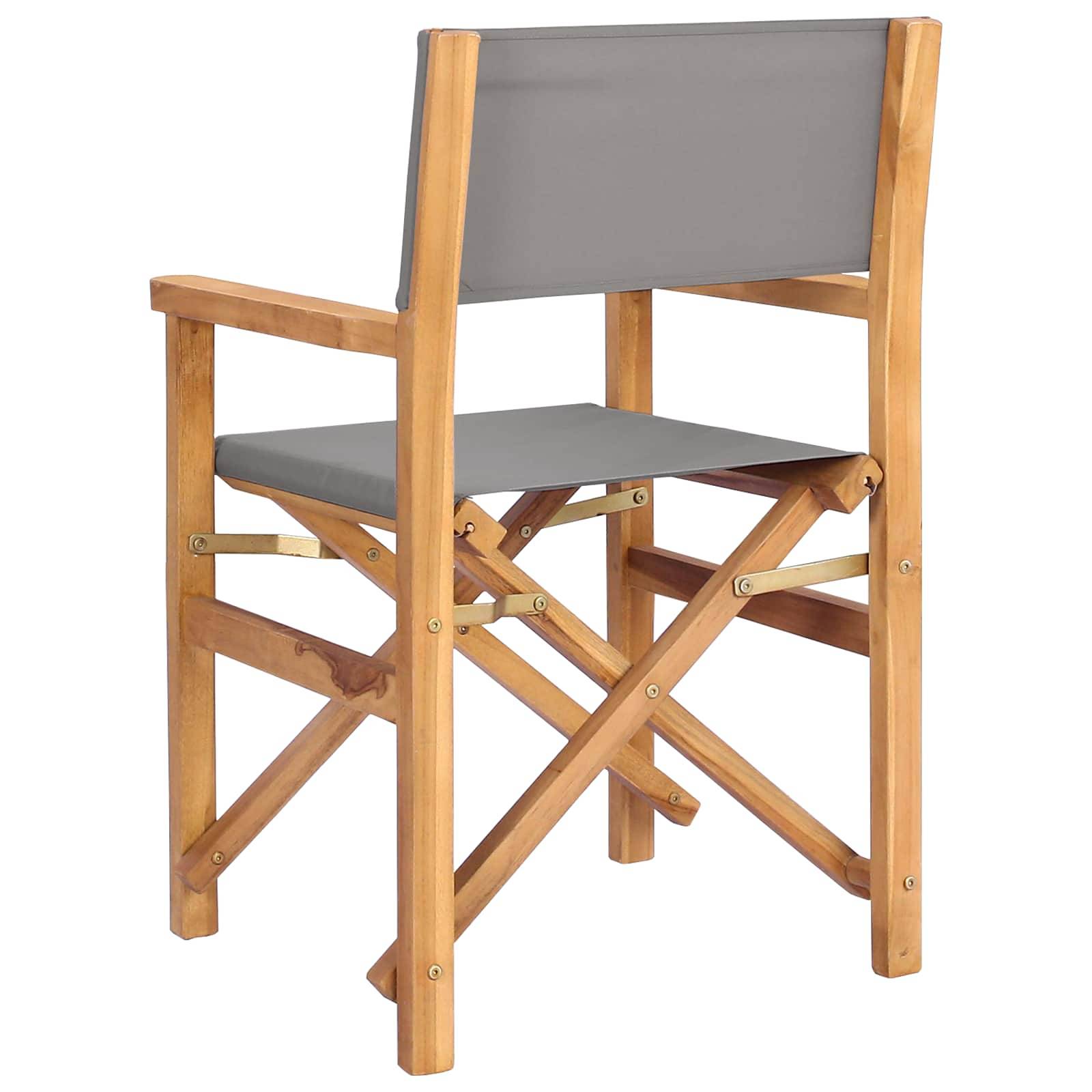 Chaise de directeur bois de teck marron et gris clair 56 x 54 x 87 cm, Poids:14.14kg - PANGIVO - Image 6