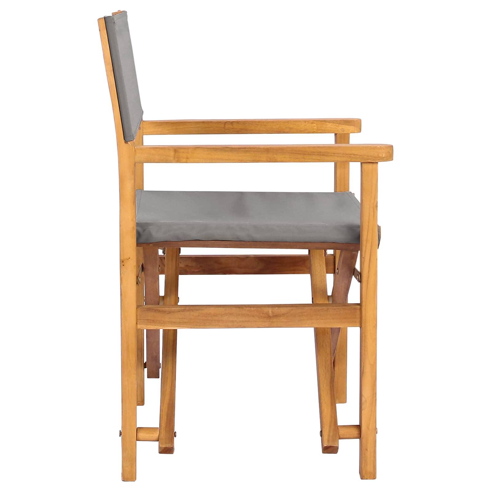 Chaise de directeur bois de teck marron et gris clair 56 x 54 x 87 cm, Poids:14.14kg - PANGIVO - Image 5