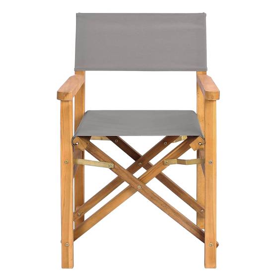 Chaise de directeur bois de teck marron et gris clair 56 x 54 x 87 cm, Poids:14.14kg - PANGIVO - Image 4