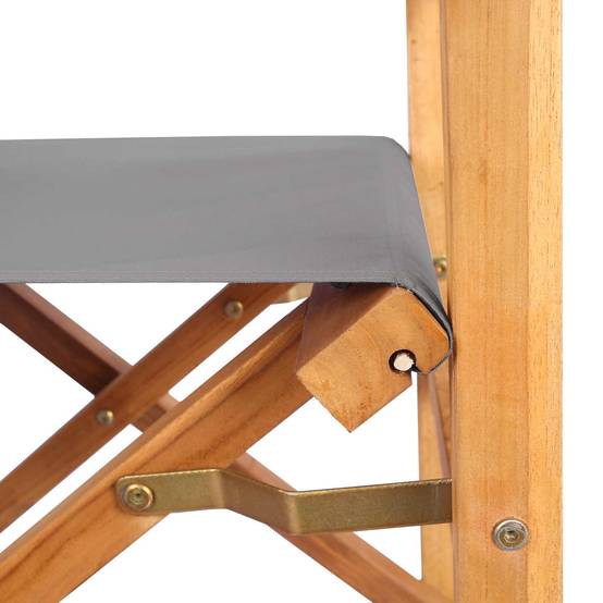 Chaise de directeur bois de teck marron et gris clair 56 x 54 x 87 cm, Poids:14.14kg - PANGIVO - Image 7