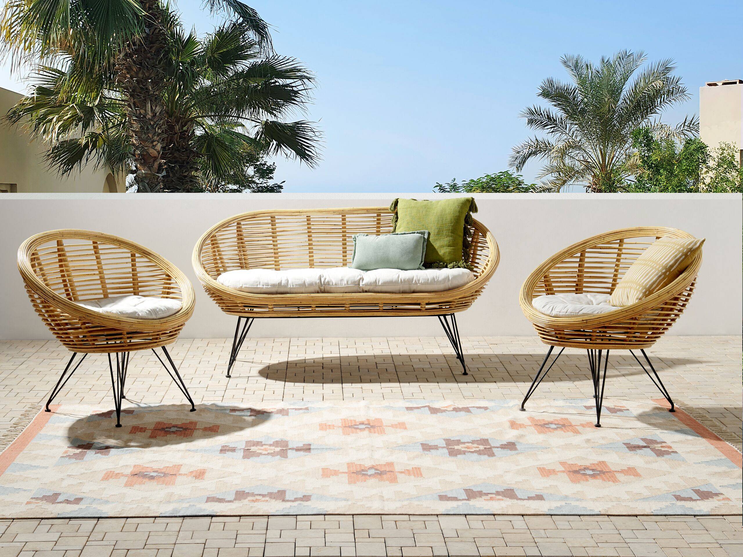 Beliani - Set de jardin, 4 Personnes Rotin Naturel MARATEA - Beliani - Imagen 1