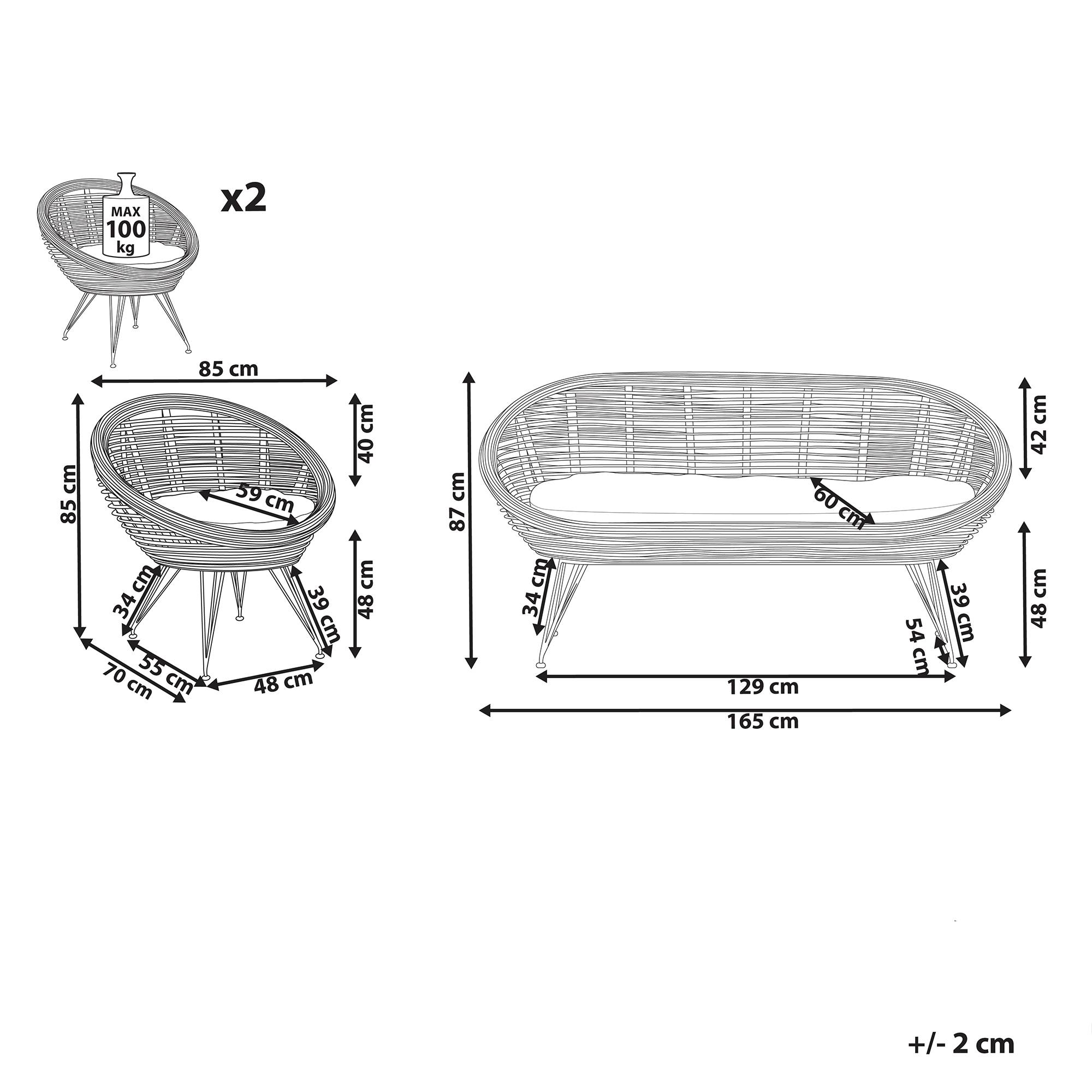 Beliani - Set de jardin, 4 Personnes Rotin Naturel MARATEA - Beliani - Imagen 3