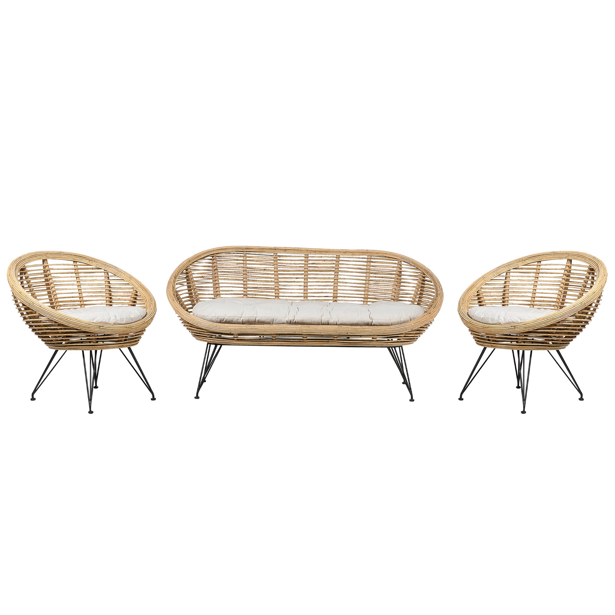 Beliani - Set de jardin, 4 Personnes Rotin Naturel MARATEA - Beliani - Imagen 2