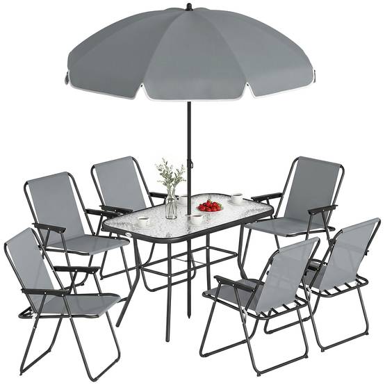Salon de jardin acier et verres gris 119 x 68 x 70 cm - PANGIVO - Image 1