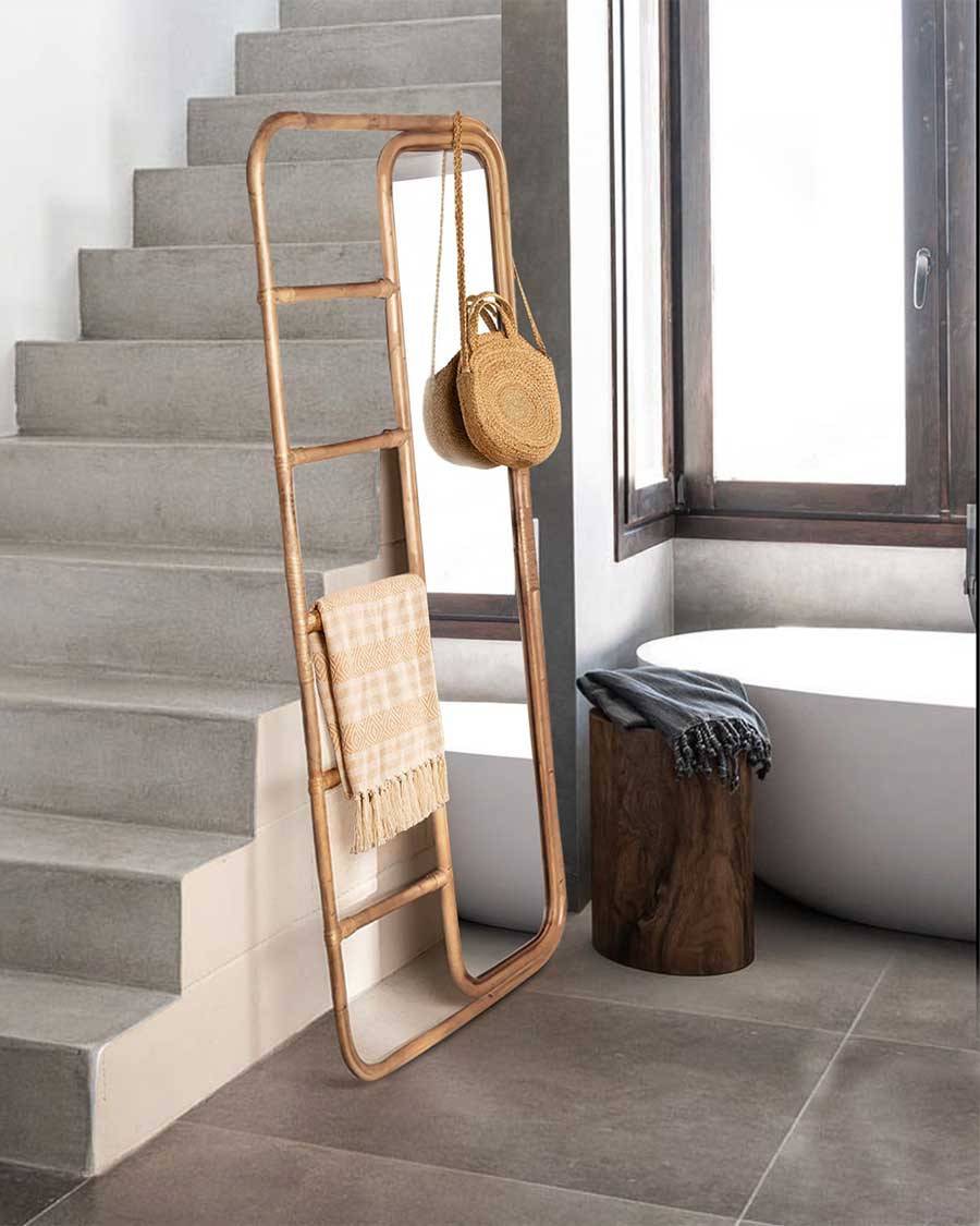 Lana - Miroir échelle vertical en rotin tressé - UNIQKA - Imagen 2