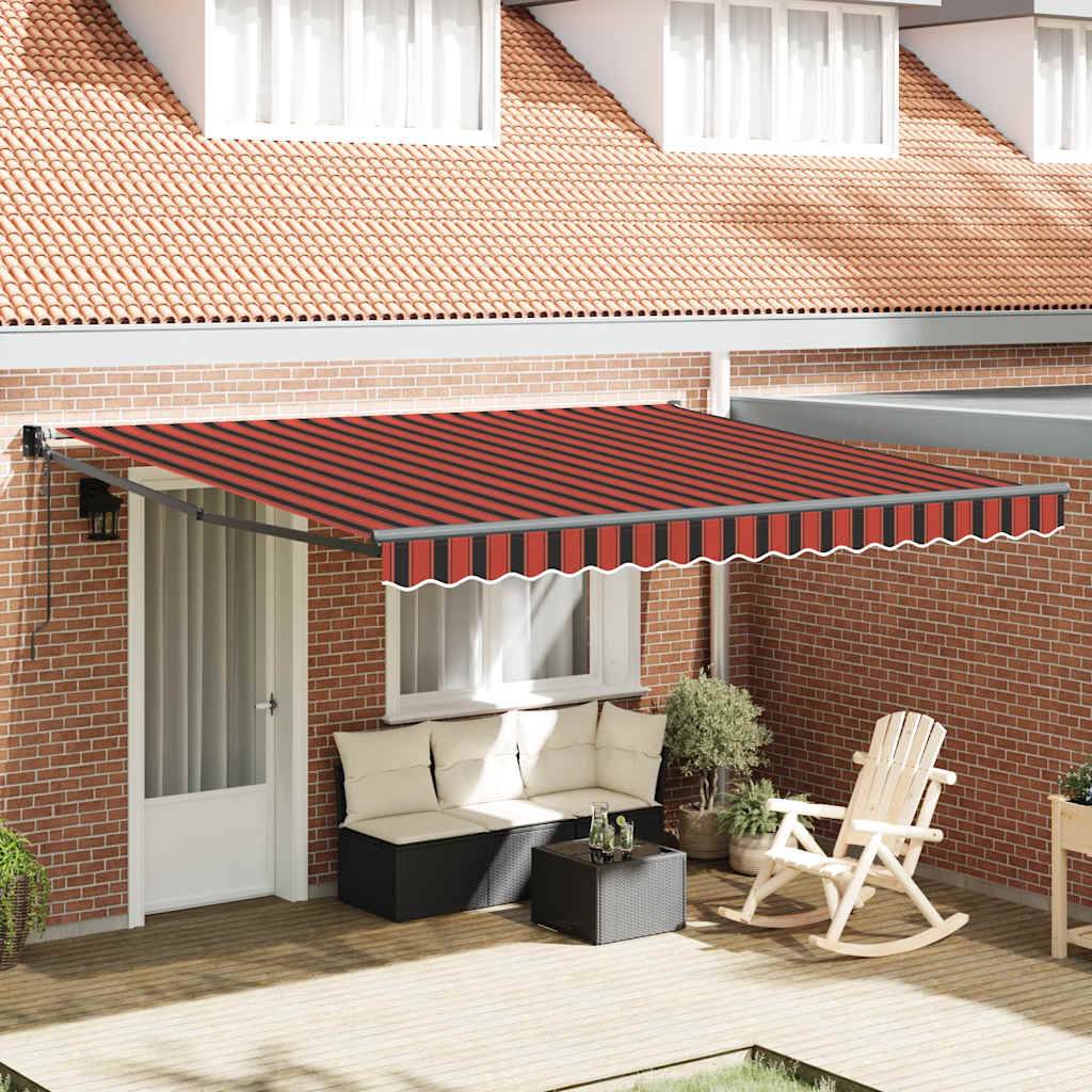Store banne motorisé en aluminium pour jardin avec télécommande 4x3m orange/marron - ComfortXL Outdoor Living - Image 1