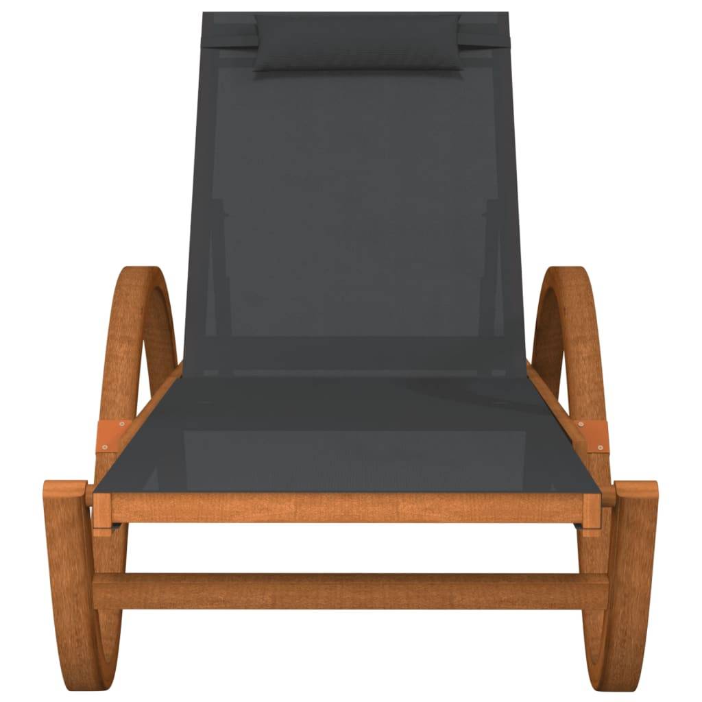 Vidaxl - Chaise longue avec coussin gris textilène/bois massif peuplier vidaXL 363476 - Imagen 8