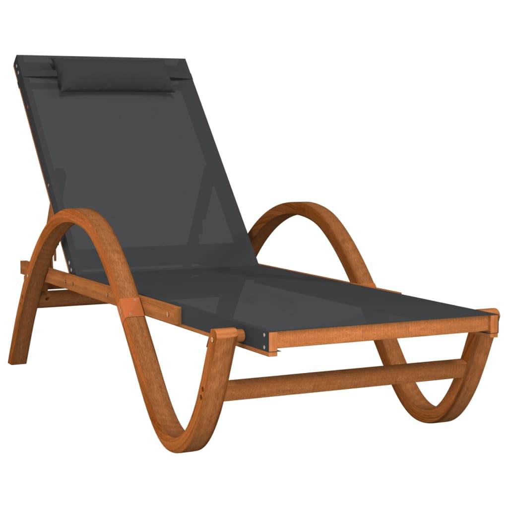 Vidaxl - Chaise longue avec coussin gris textilène/bois massif peuplier vidaXL 363476 - Imagen 2