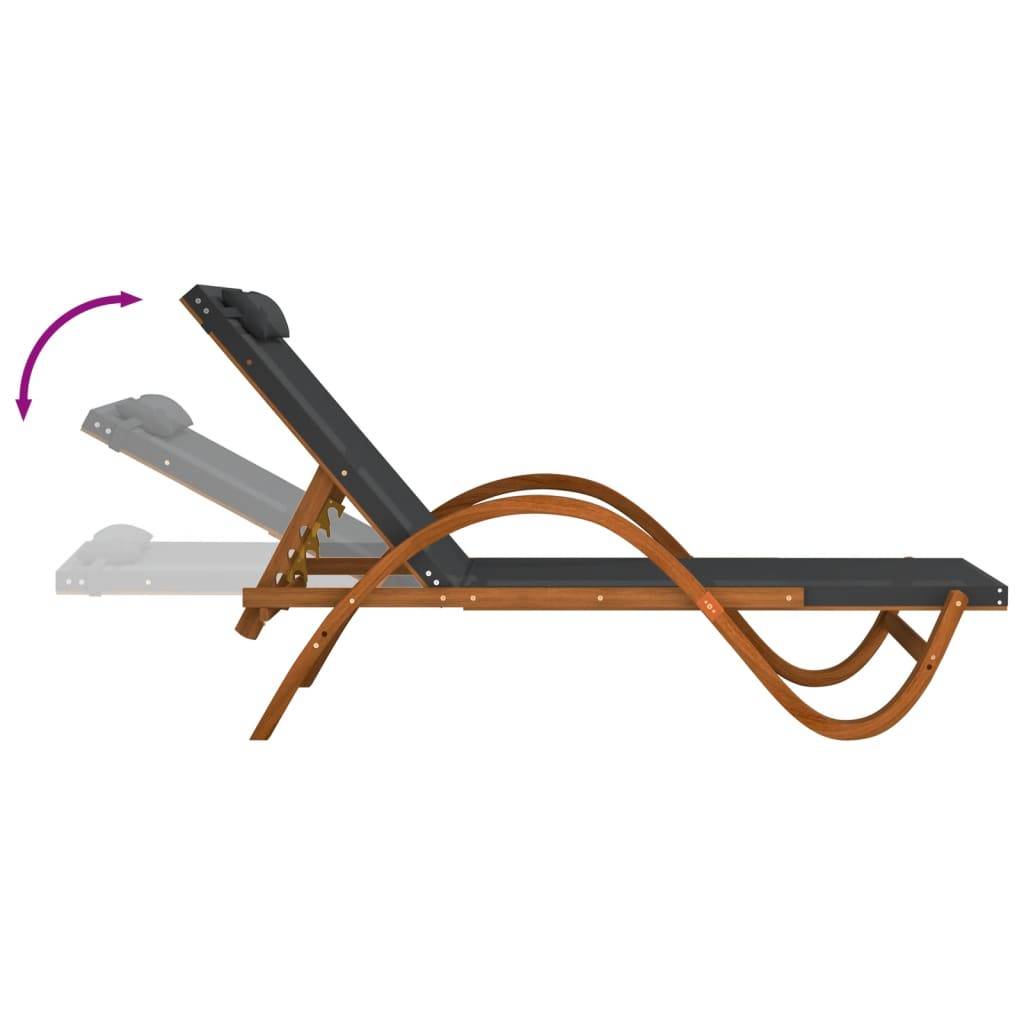 Vidaxl - Chaise longue avec coussin gris textilène/bois massif peuplier vidaXL 363476 - Imagen 7
