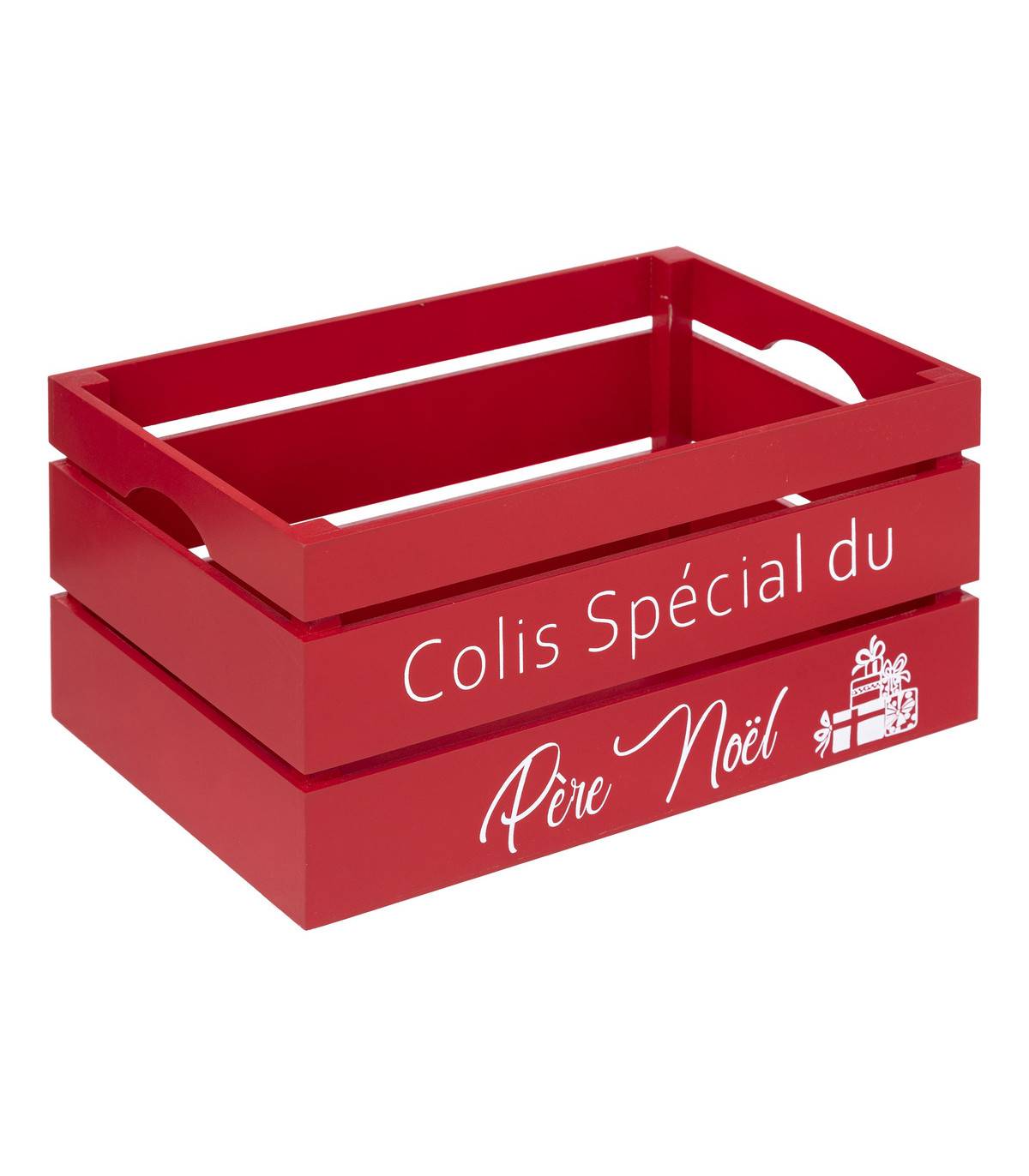 Fééric Lights & Christmas - Déco de Noël Lot de 3 Cagettes rouges en bois imprimé Noël - Imagen 3