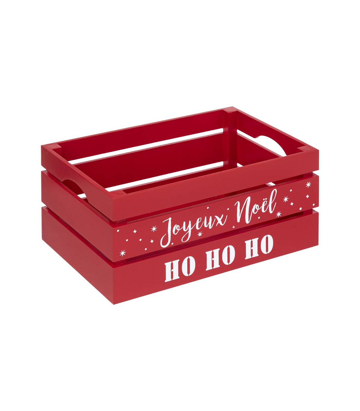 Fééric Lights & Christmas - Déco de Noël Lot de 3 Cagettes rouges en bois imprimé Noël - Imagen 4