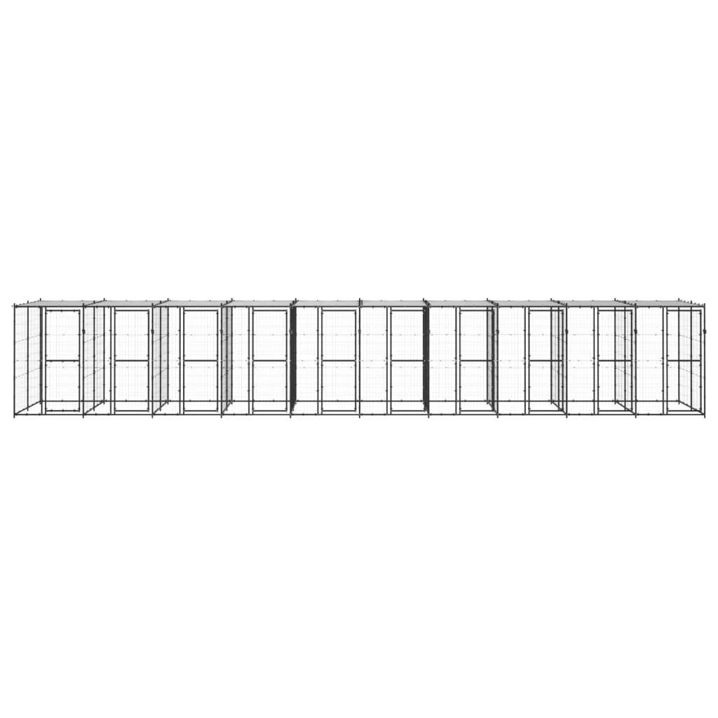 Helloshop26 - Chenil extérieur cage enclos parc animaux chien extérieur acier avec toit 24,2 m² - Imagen 3