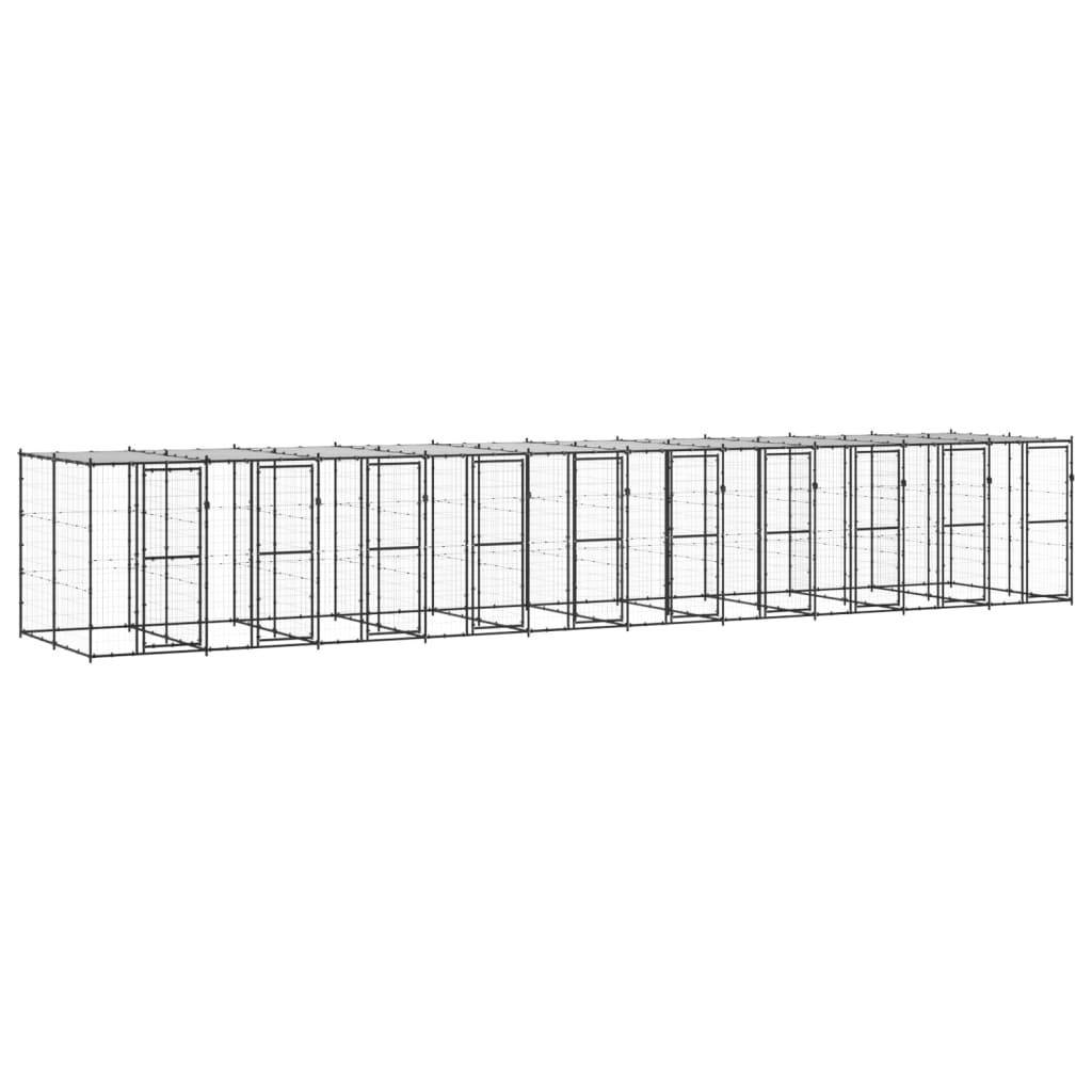 Helloshop26 - Chenil extérieur cage enclos parc animaux chien extérieur acier avec toit 24,2 m² - Imagen 1