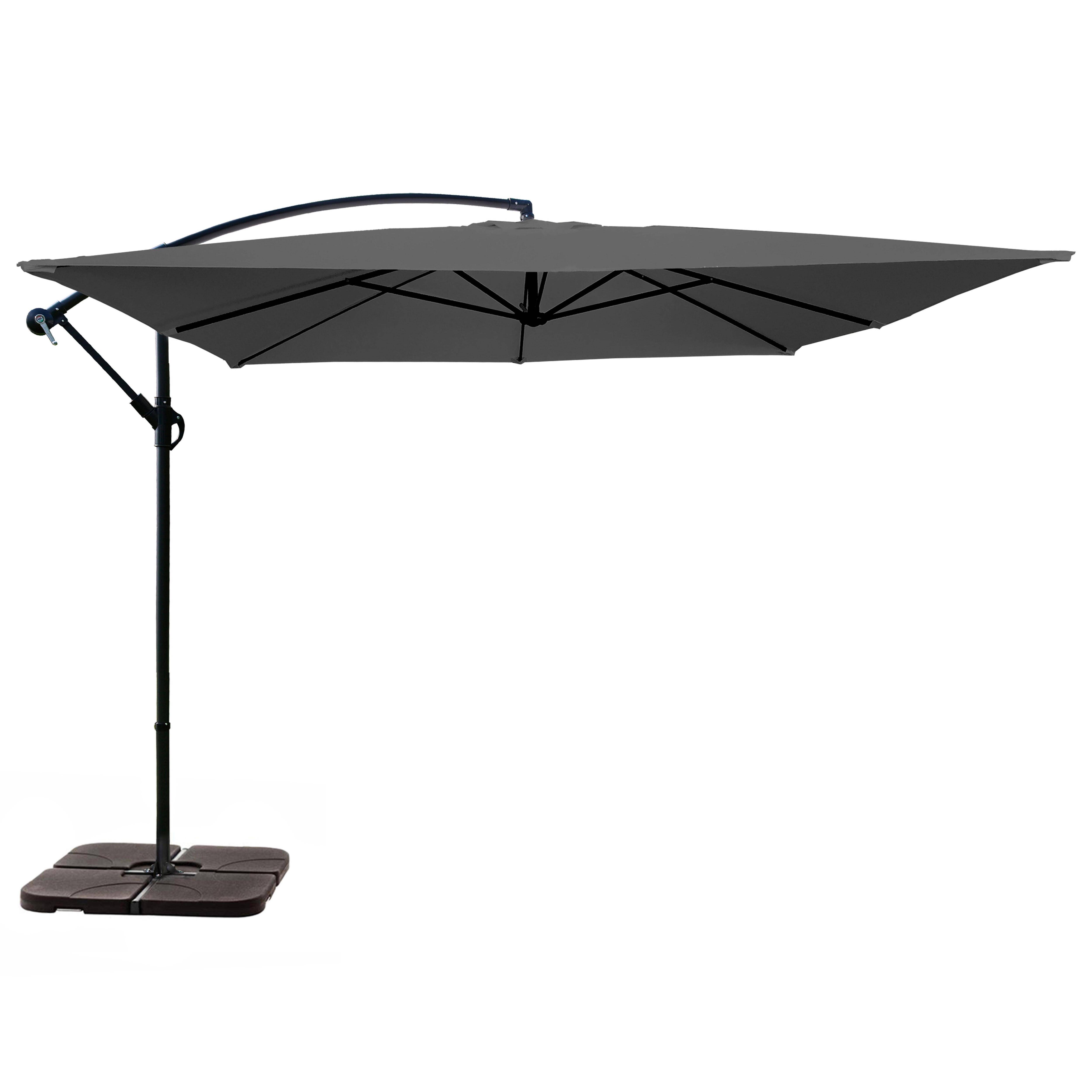 Oviala - Parasol déporté 3x3m et 4 dalles à remplir acier gris Genova - Oviala - Imagen 1