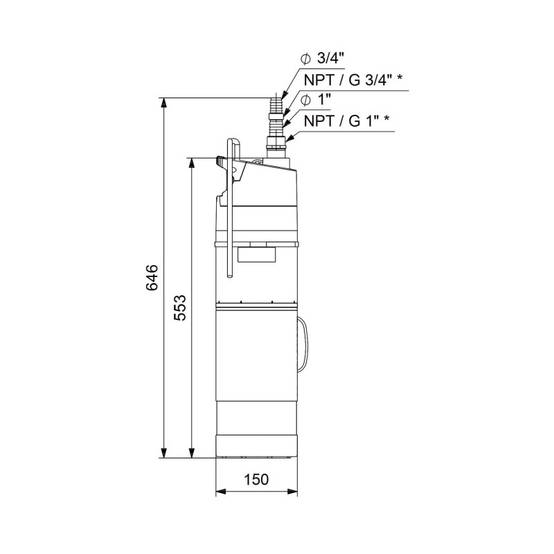 Pompe immergée 6" domestique automatique Grundfos SBA345A 0,95 KW avec flotteur - Monophasé 220V - Jusqu'à 3 M3/H - Adduction d'eau - Arrosage - Fora - Image 4