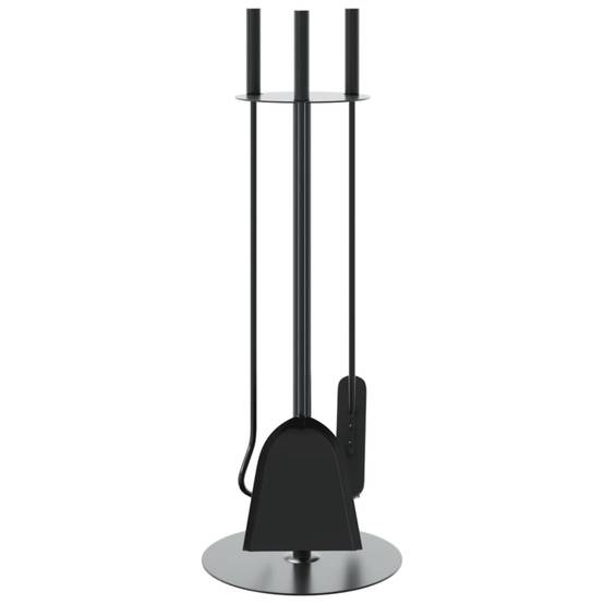 Set Serviteur de Cheminée Rond Acier 4 Pièces Nettoyage Foyer 59 cm Noir - ComfortXL Outdoor Living - Image 4