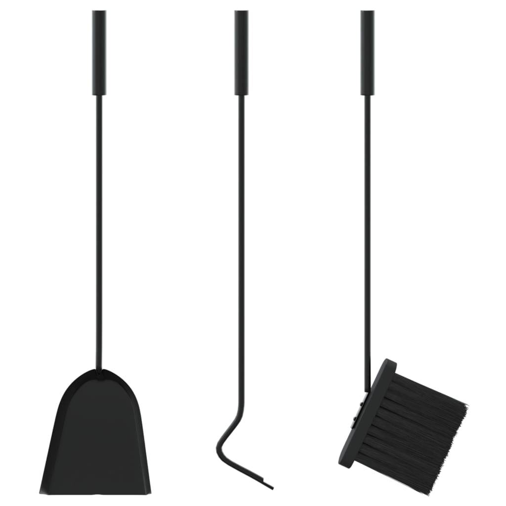 Set Serviteur de Cheminée Rond Acier 4 Pièces Nettoyage Foyer 59 cm Noir - ComfortXL Outdoor Living - Image 9