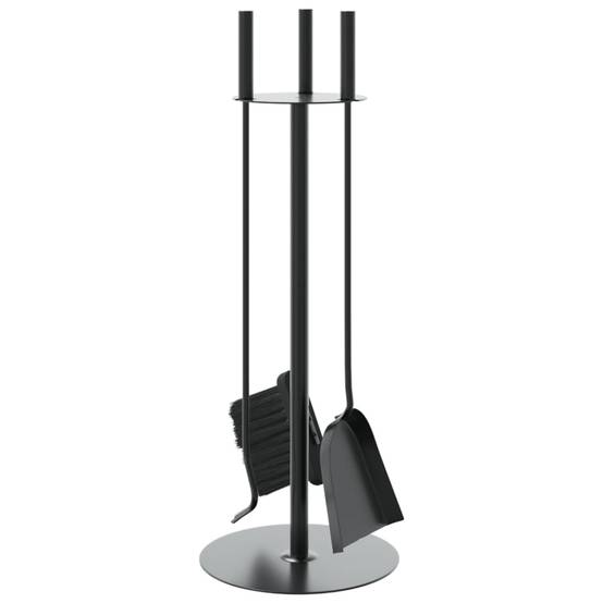 Set Serviteur de Cheminée Rond Acier 4 Pièces Nettoyage Foyer 59 cm Noir - ComfortXL Outdoor Living - Image 5