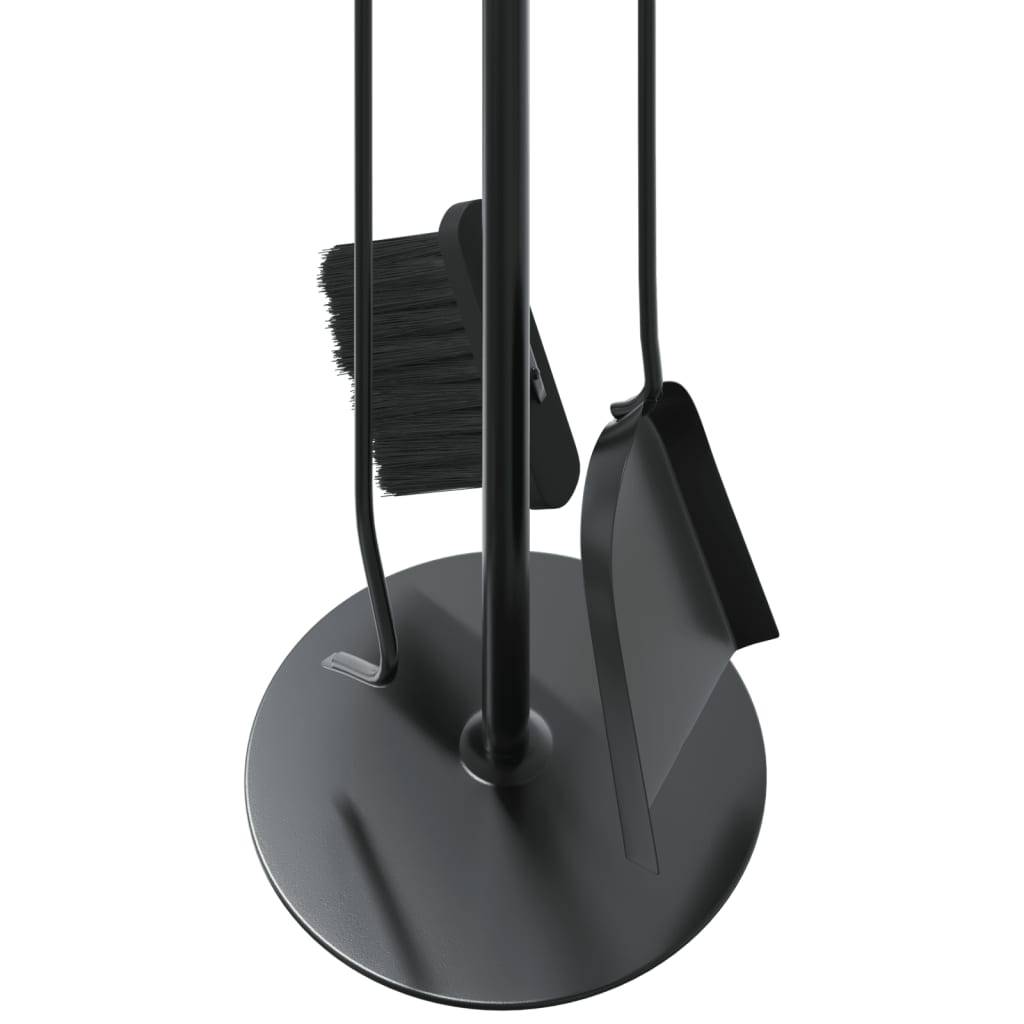 Set Serviteur de Cheminée Rond Acier 4 Pièces Nettoyage Foyer 59 cm Noir - ComfortXL Outdoor Living - Image 8