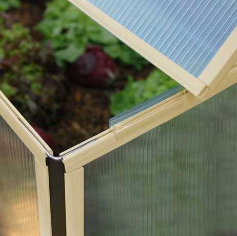 Vitavia - Mini serre Levana 1 - Structure 0.5m² en alu et polycarbonate 4 mm, Couleur Beige - Image 7