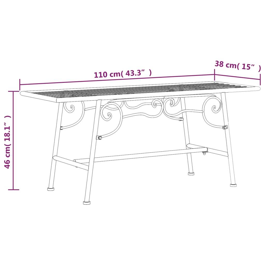 Helloshop26 - Banc de jardin meuble de patio d'extérieur terrasse tour d'arbre 110 cm noir acier - Imagen 5