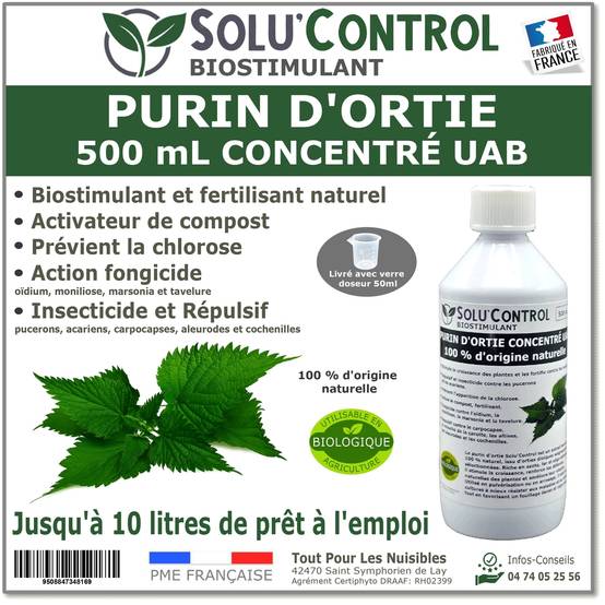SOLU'CONTROL - Purin d’Ortie Naturel – 500 ml – Produit Végétal – Stimule la Croissance et Renforce les Plantes - Image 1
