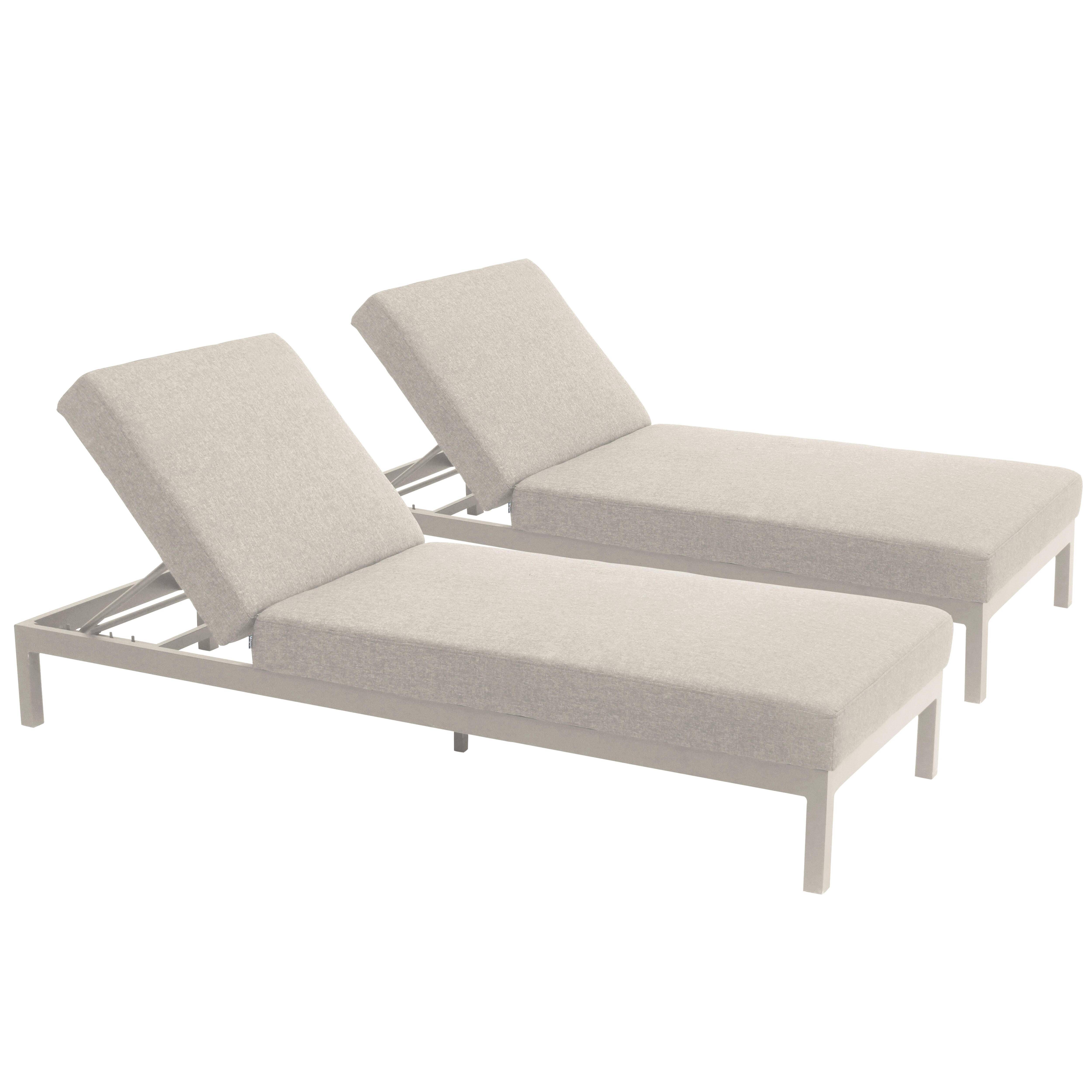 Oviala - Lot de 2 bains de soleil inclinable en aluminium crème Galapagos - Oviala - Image 1