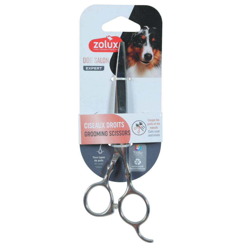 Zolux - Tijeras rectas con punta redonda 17 cm acero inoxidable para perro - Imagen 3