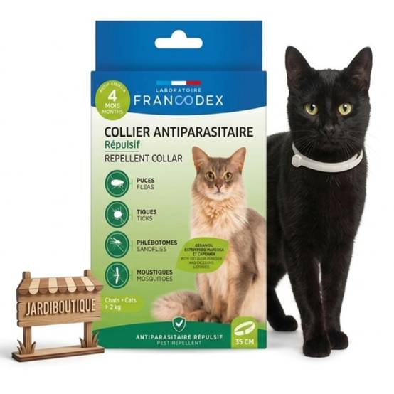 Francodex - Collier antiparasitaire répulsif 35 cm noir Francodex - Chat - Image 1