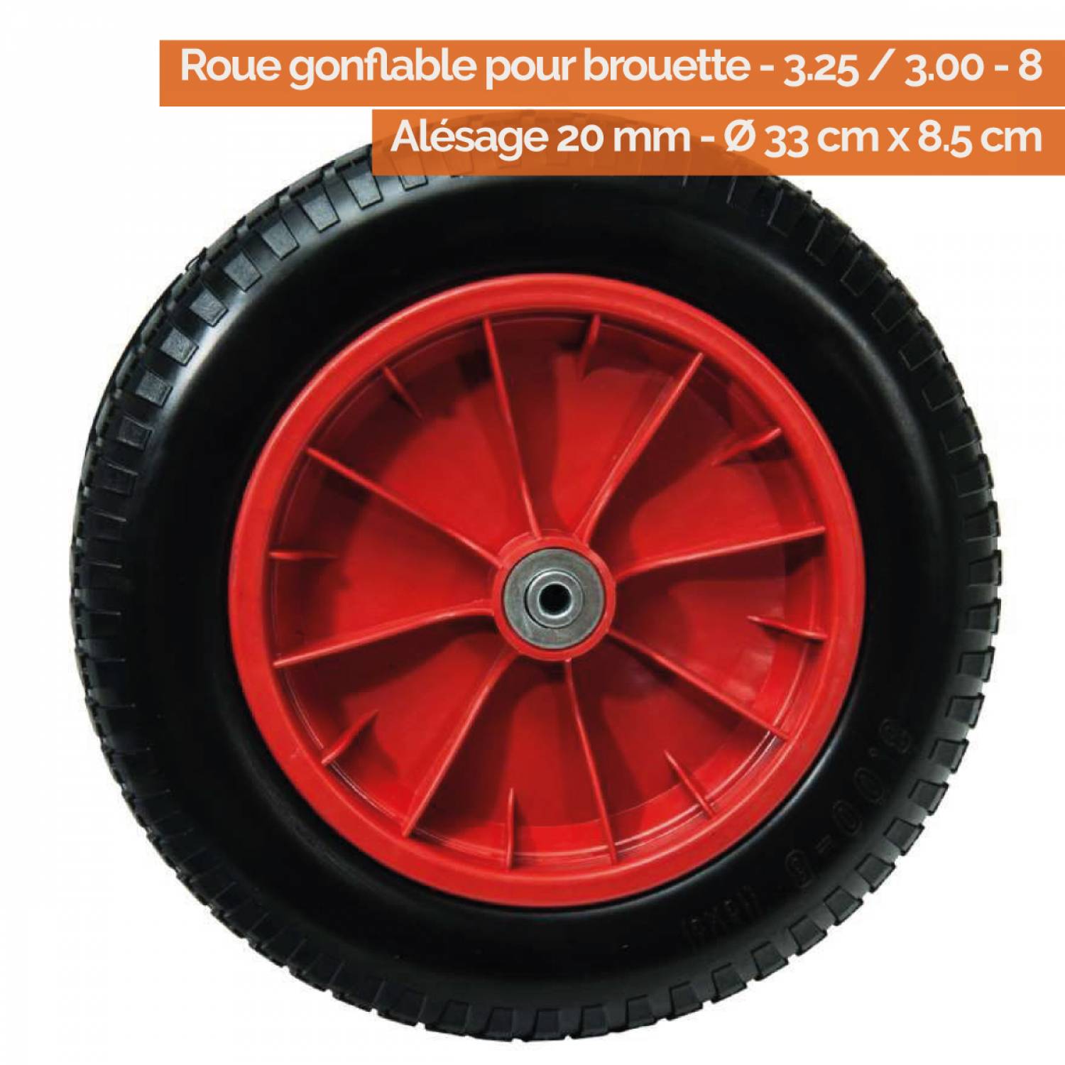 Linxor - Roue gonflable pour brouette - 33 x 8.5 cm - Axe 20 mm - Linxor - Imagen 2