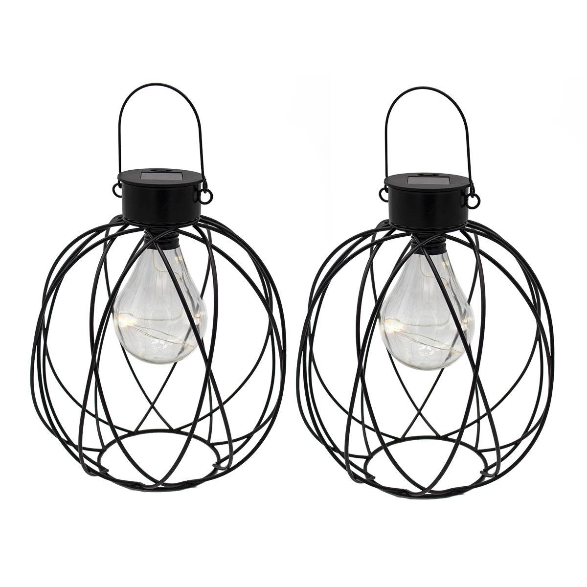 Lumisky - Lot de 2 lanternes solaires VENUS Noir Acier H24cm - Imagen 1