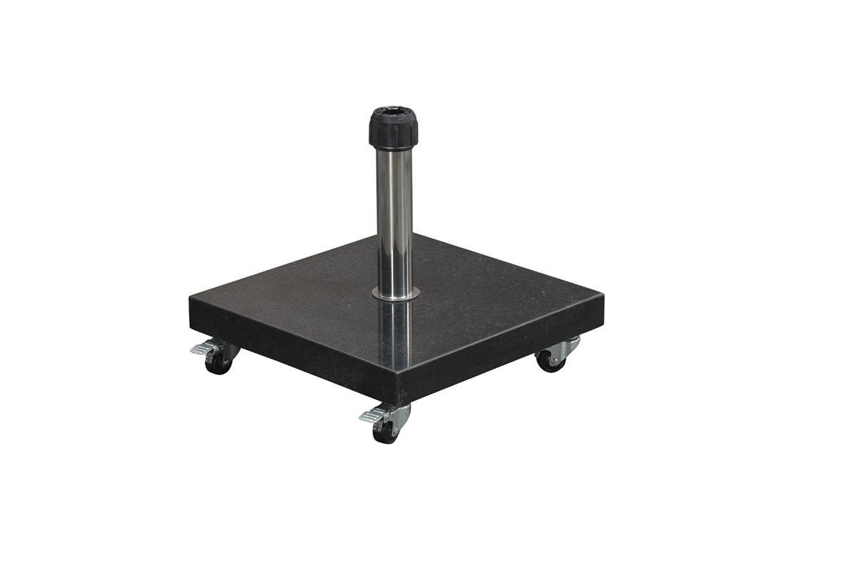 Pied de parasol en granit Eureka - 40 kg - noir poli - mobile - Image 1