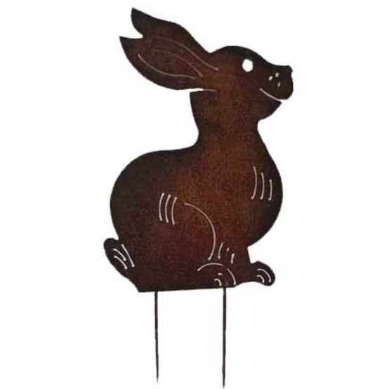 Fleur - Petit Lapin assis en métal - Déco jardin 26cm - Fleur