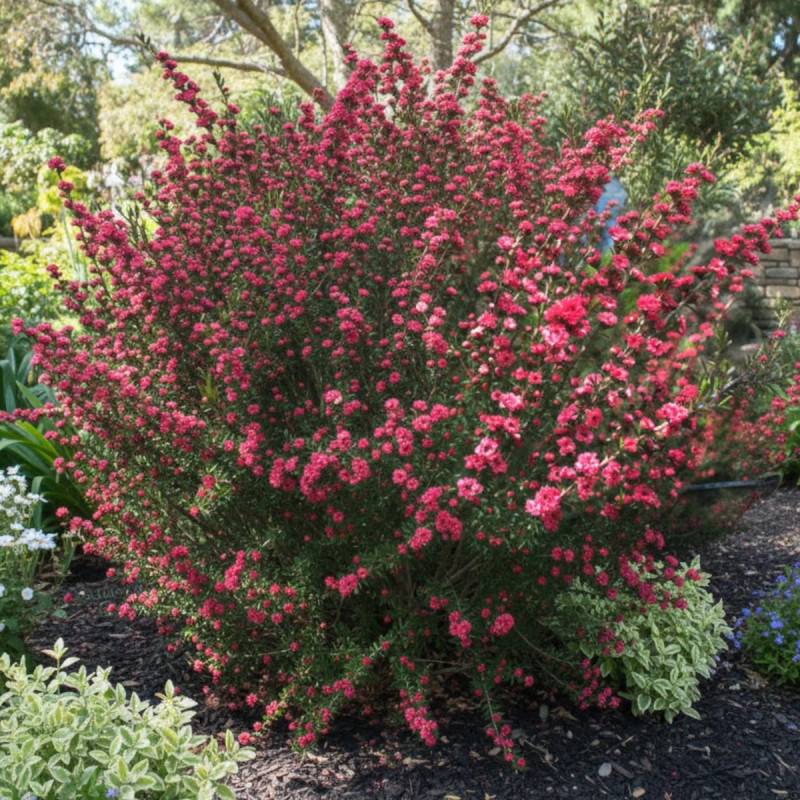 Leptospermum Red Damask, Arbre à thé à fleurs Rouge/ - feuillage Persistant - Pot de 3L - 20/40 cm - Image 4