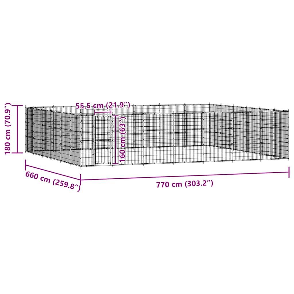 Vidaxl - Chenil d'extérieur pour chiens Acier 50,82 m² vidaXL 3082325 - Imagen 3