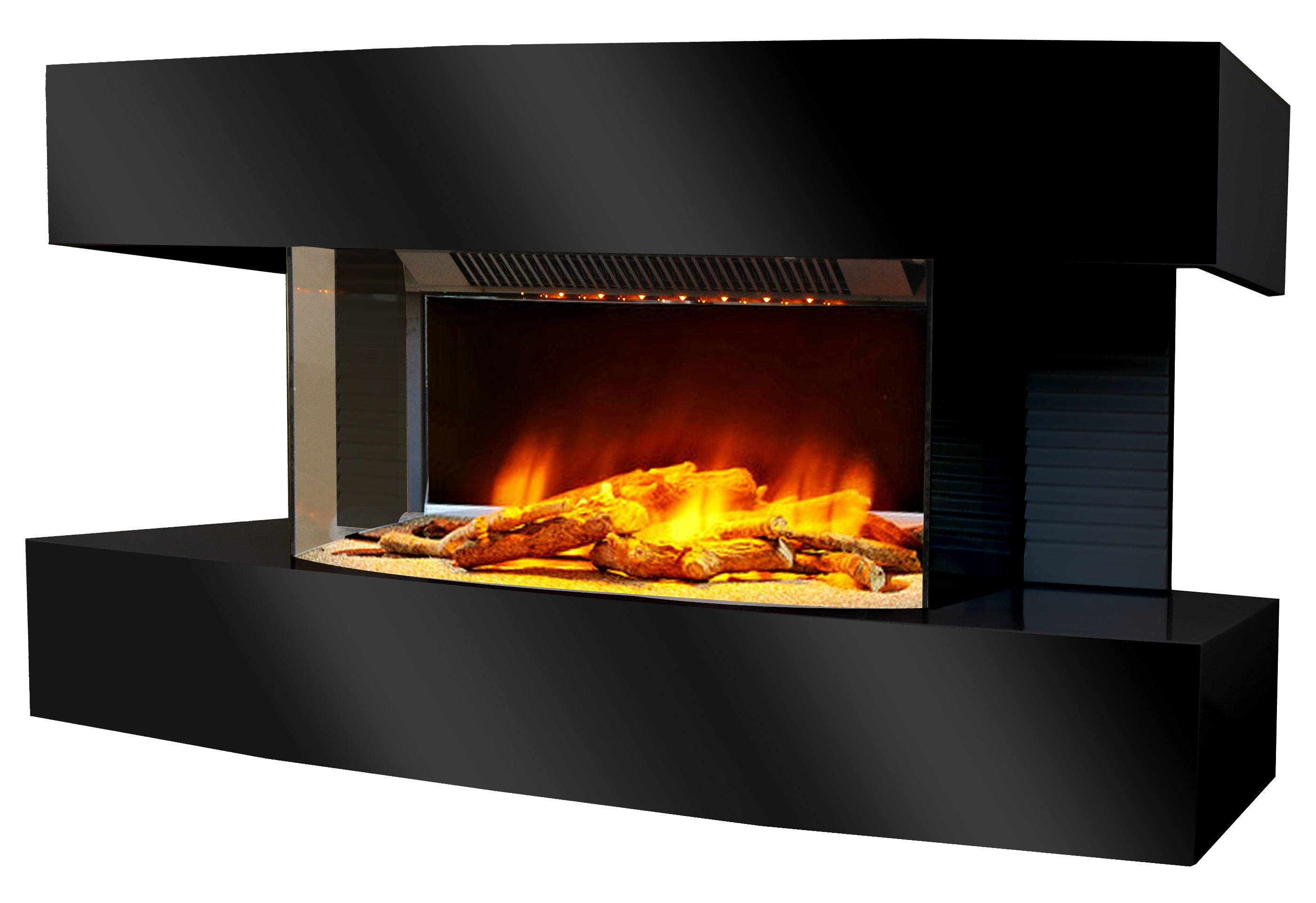 Cheminée électrique Murale Lounge Médium Noire 80 cm Effet Flammes LED Chemin'Arte - Imagen 1